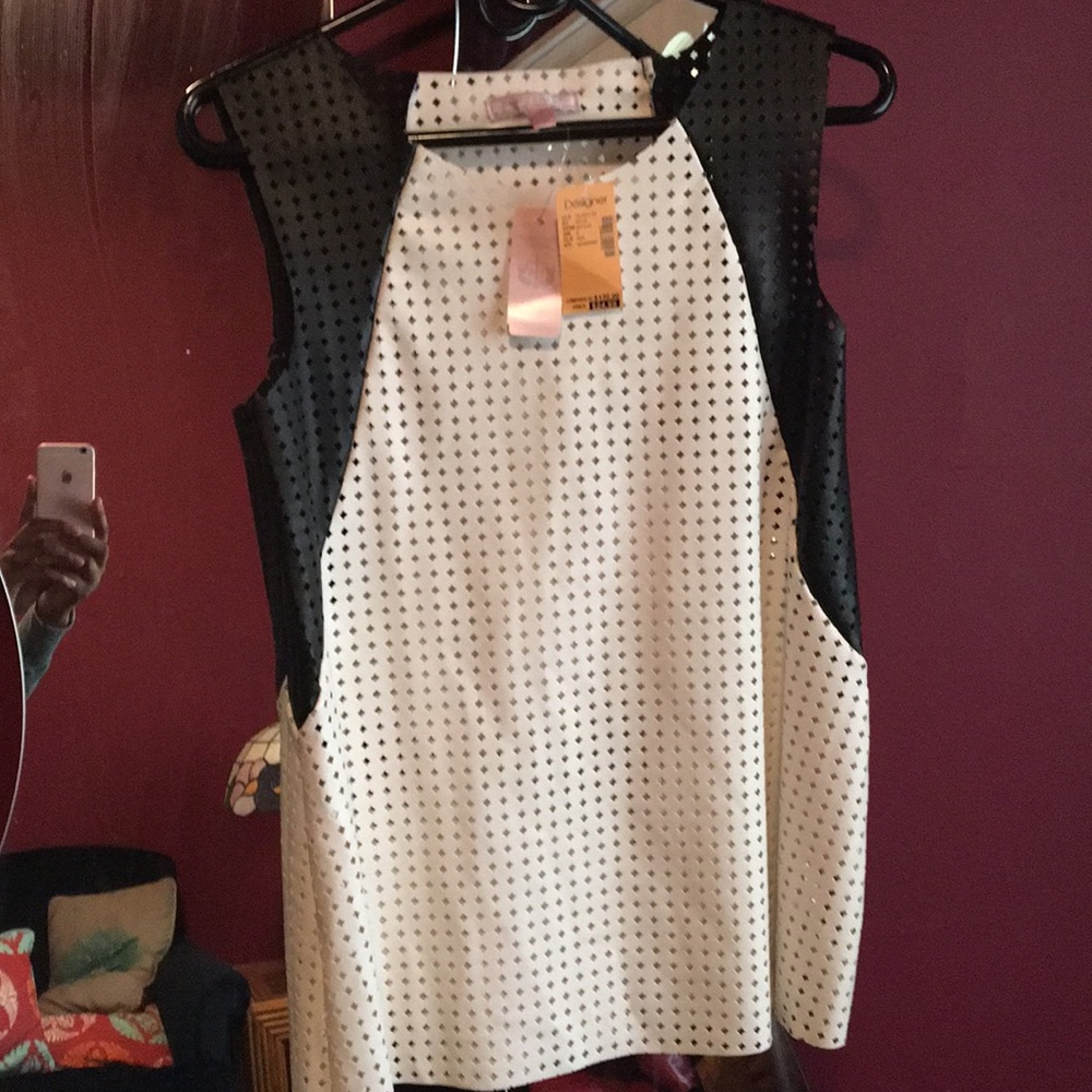 Leather Sleeveless Abstract Top